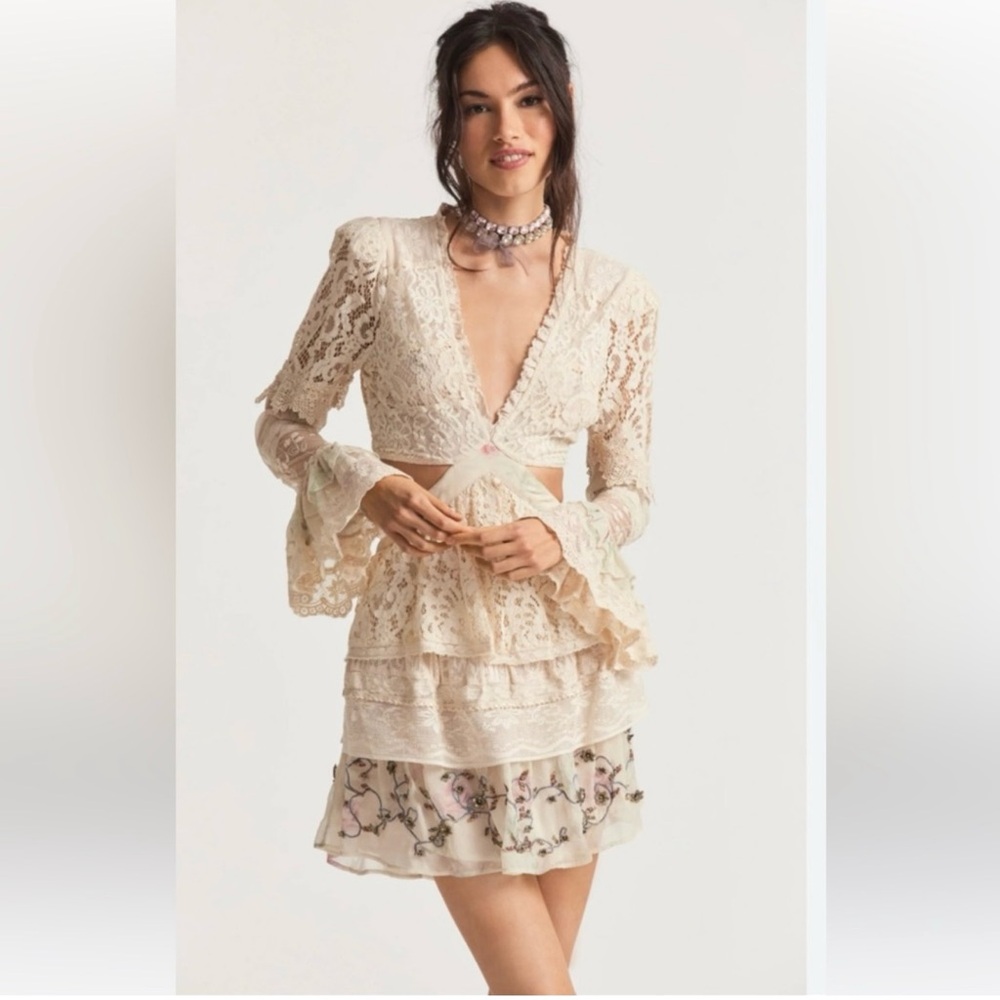 LoveShackFancy Karine Dress Magnolia Tea Mini Dress